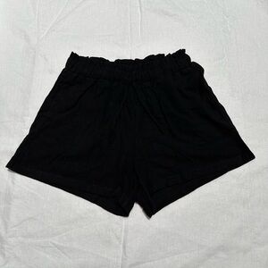 High Waist Black Relaxed Fit Shorts